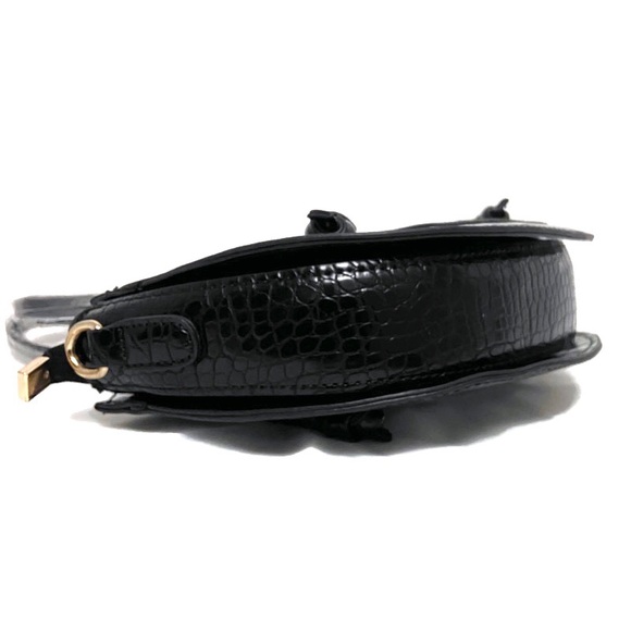 Black Crescent Faux Alligator Skin Bag - Picture 3 of 3